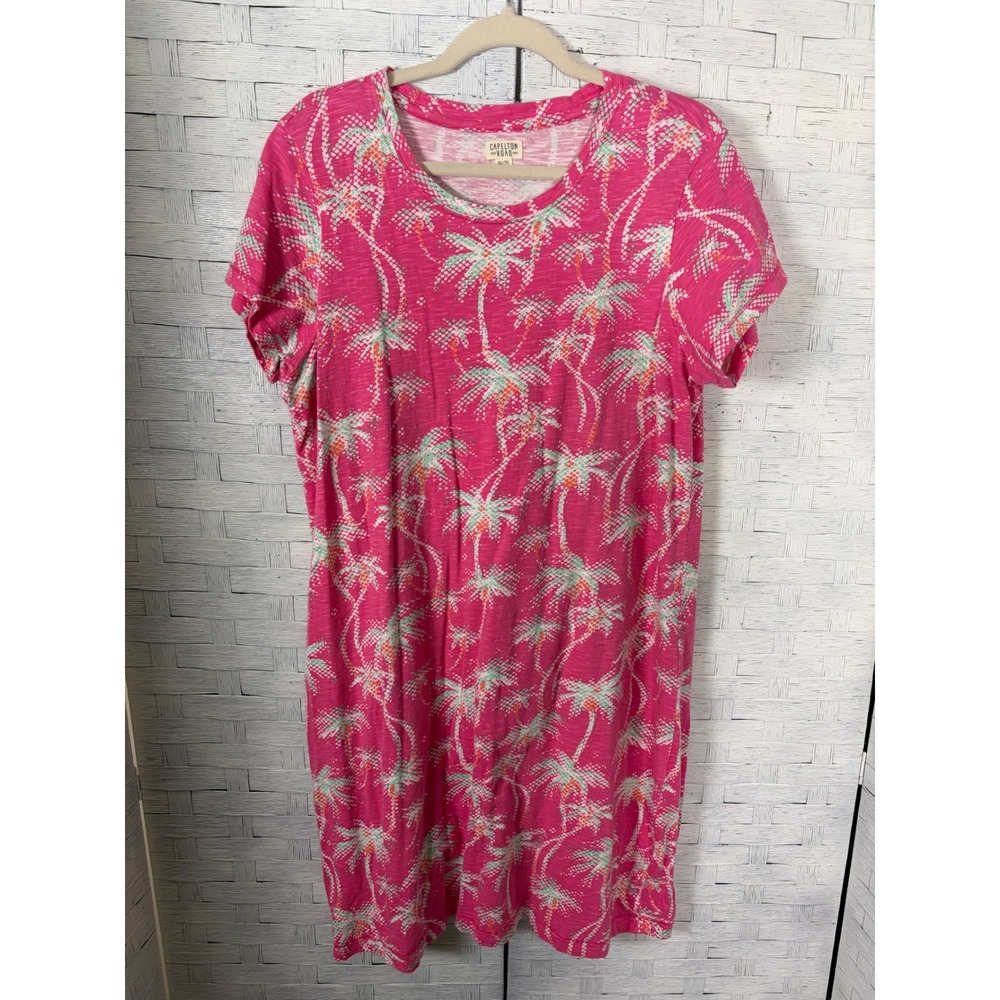 CAPELTON ROAD Womens Dress T-Shirt palm tree Costal Preppy Tropical Summer